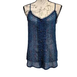Sheer Blue Camisole Frayed Ruffle Medium - Fairy Grunge Whimsygoth Festival